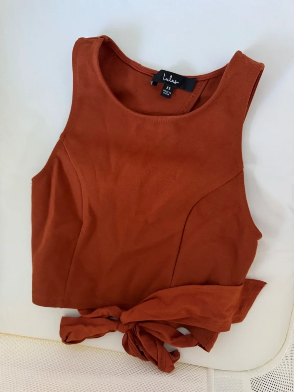 Lulus Let's Tie It Rust Orange Tie-back Cropped Tank Top - Size XS - Picture 5 of 5